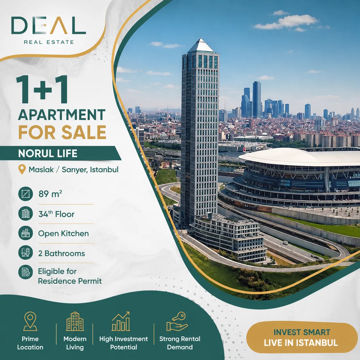 1+1 Apartment for Sale | Norul Life – Maslak / Sarıyer